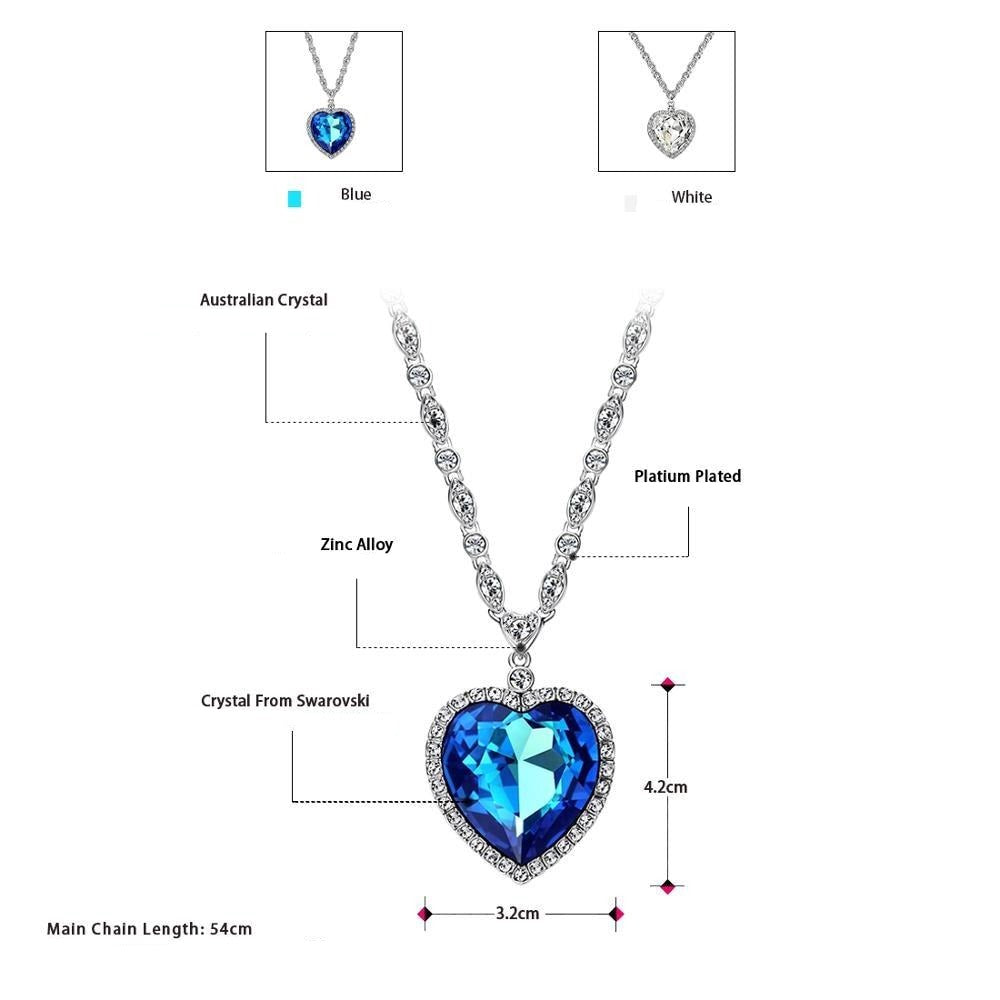 The Titanic Blue Heart of the Ocean Necklace Embellished with Crystals from Swarovski