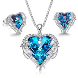 Women's Heart Pendant Necklace & Stud Earrings Jewelry Set Embellished With Crystals from Swarovski