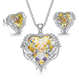 Women's Heart Pendant Necklace & Stud Earrings Jewelry Set Embellished With Crystals from Swarovski