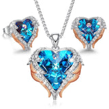 Women's Heart Pendant Necklace & Stud Earrings Jewelry Set Embellished With Crystals from Swarovski