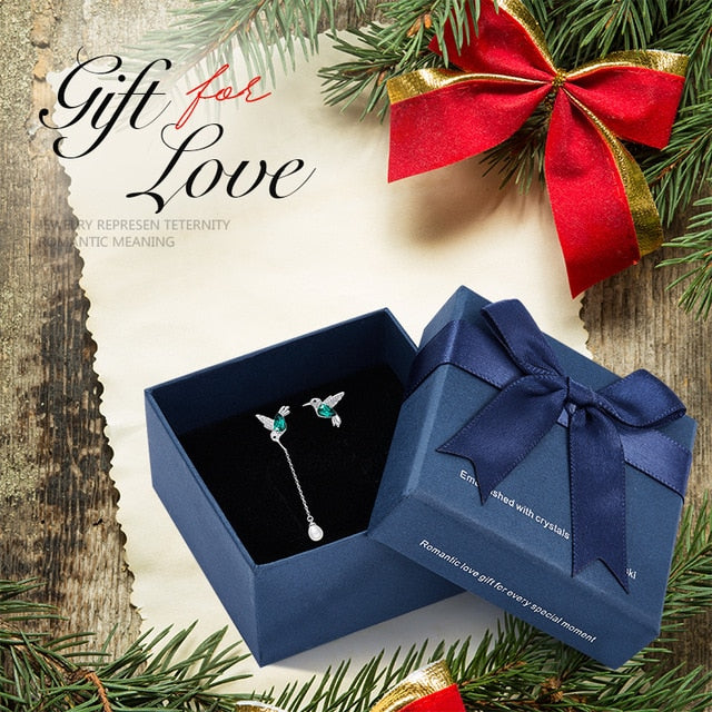 925 Sterling Silver Bird Stud Earrings Embellished with Crystal from Swarovski For Women