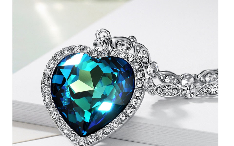 The Titanic Blue Heart of the Ocean Necklace Embellished with Crystals from Swarovski