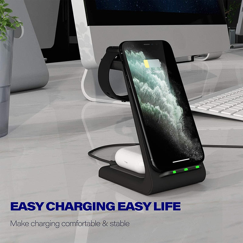 3 in 1 Wireless Charger For iPhone, Apple Watch, & Airpods