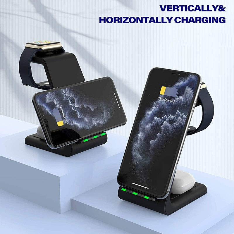 3 in 1 Wireless Charger For iPhone, Apple Watch, & Airpods