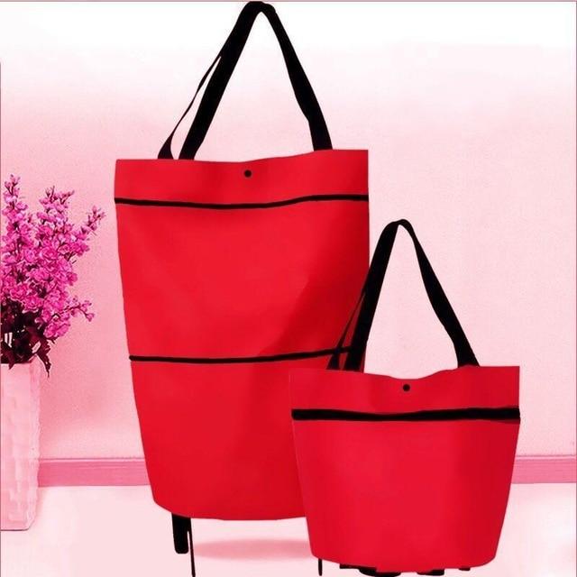 2 In 1 Foldable Shopping Bag With Wheels