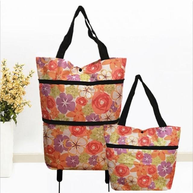 2 In 1 Foldable Shopping Bag With Wheels