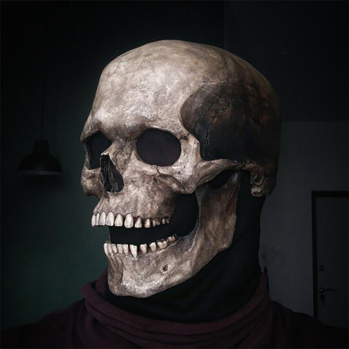 Human Head Skull Mask With Movable Jaw