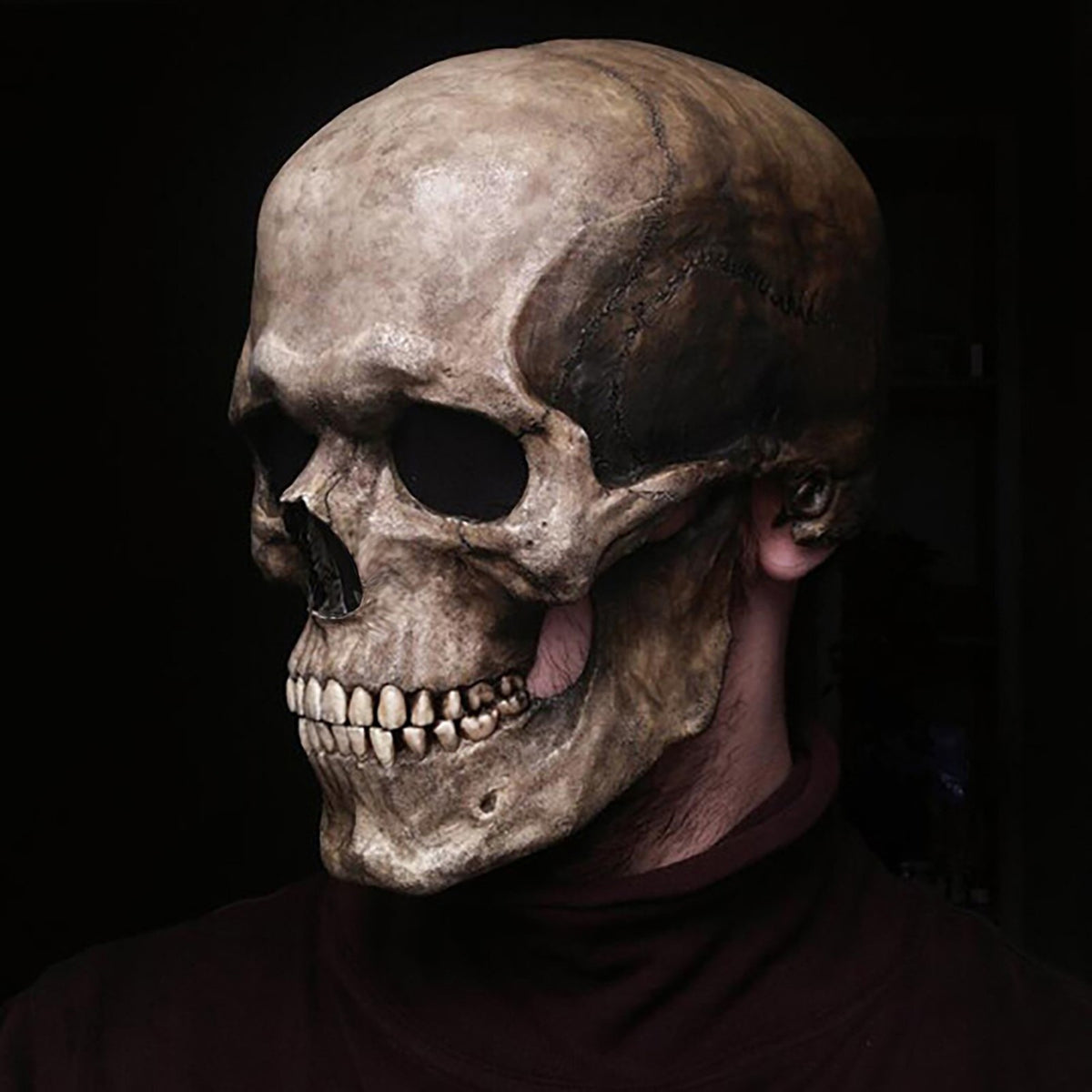 Human Head Skull Mask With Movable Jaw